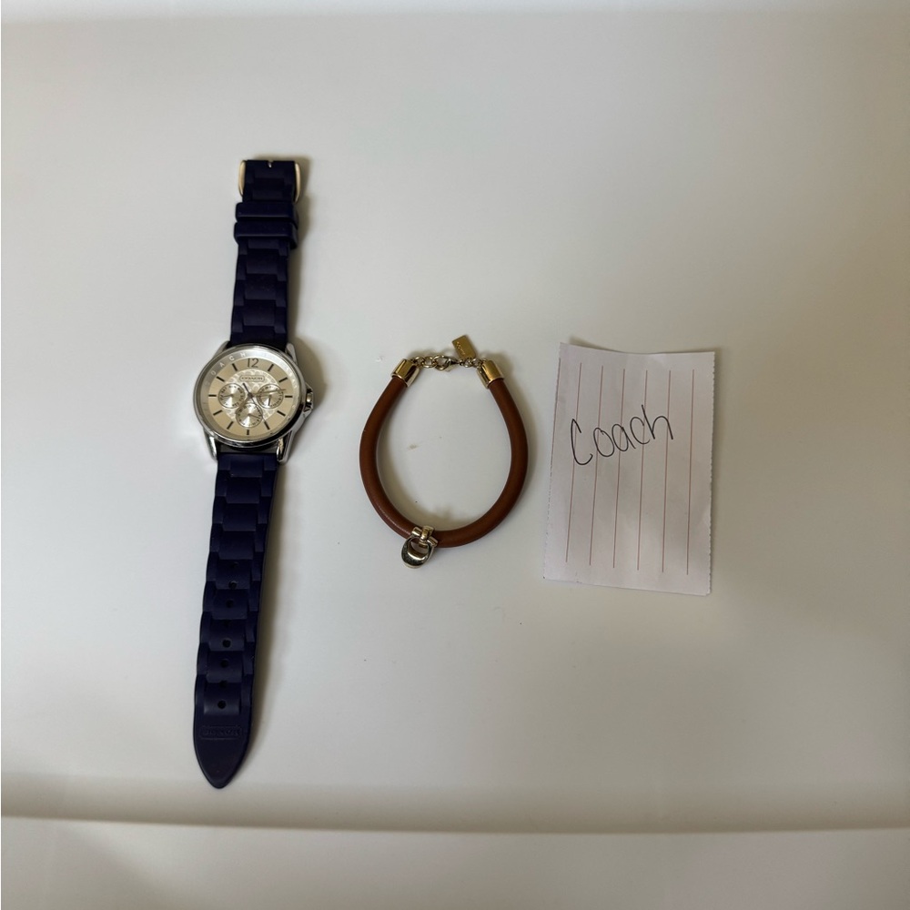Coach Watch and Brown and Silver Bracelet